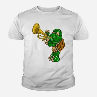 Cute Turtle Trumpet Gifts Jazz Musician Trumpeter Youth T-shirt | Crazezy AU