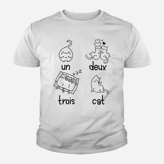 Cute Un Deux Trois Cat Loving French 1-2-3-4 Counting Kitty Raglan Baseball Tee Youth T-shirt | Crazezy UK