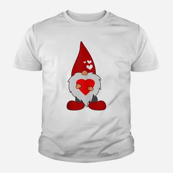 Cute Valentines Day Holiday Gnome With Love Heart Gift Youth T-shirt | Crazezy