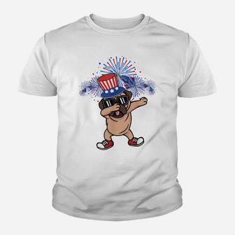 Dabbing Pug American Flag 4Th Of July Dog Lover Dab Dance Youth T-shirt | Crazezy CA