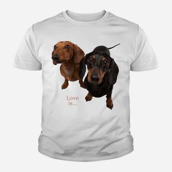 Dachshund Shirt Weiner Dog Mom Dad Love Doxie Puppy Cute Tee Sweatshirt Youth T-shirt | Crazezy UK