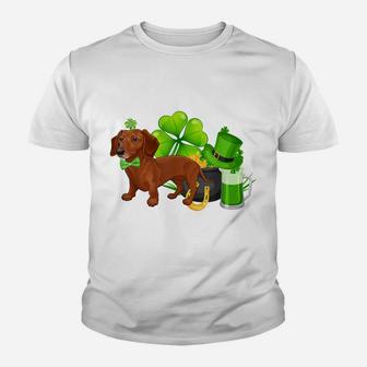 Dachshund St Patrick's Day Irish Clover Gift Dog Lover Youth T-shirt | Crazezy AU