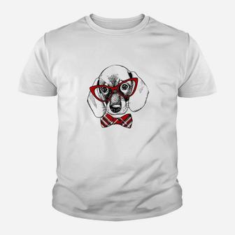 Dachshund With Bowtie Daxie Dog Lover Dad Mom Youth T-shirt | Crazezy DE