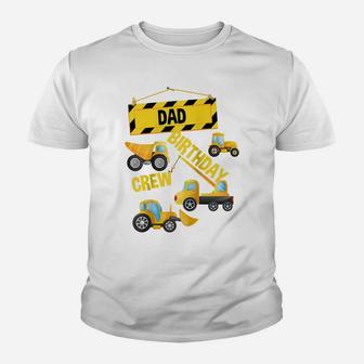 Dad Birthday Crew Construction Truck Birthday Party Digger Raglan Baseball Tee Youth T-shirt | Crazezy CA