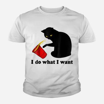 Do What I Want Black Cat Red Cup Funny Graphic Youth T-shirt | Crazezy DE