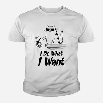 Do What I Want Black Cat Red Cup Funny Graphic Youth T-shirt | Crazezy