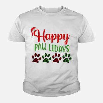 Dog Dad Mom Happy Pawlidays Merry Christmas Holidays Youth T-shirt | Crazezy