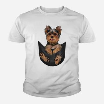 Dog Lovers Gifts Yorkshire Terrier In Pocket Funny Dog Face Youth T-shirt | Crazezy AU