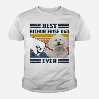 Dog Vintage Best Bichon Frise Dad Ever Father's Day Youth T-shirt | Crazezy DE