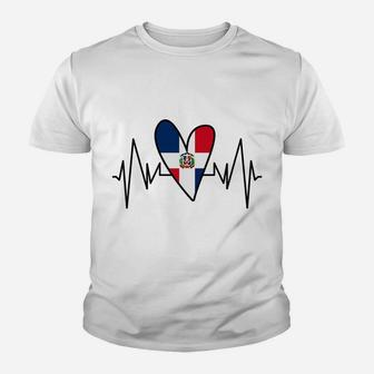 Dominican Flag Heartbeat Ekg Heart Youth T-shirt | Crazezy