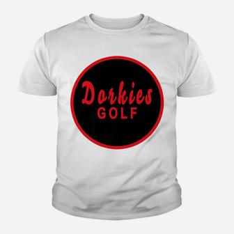 Dorkies Golf Golfing Golfer Red Black Youth T-shirt | Crazezy