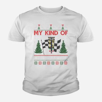 Drag Racers Racing Christmas Tree Ugly Xmas Sweater Sweatshirt Youth T-shirt | Crazezy UK