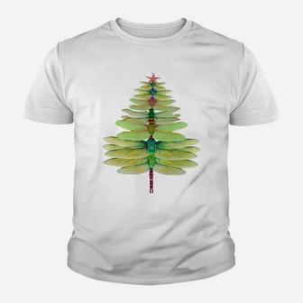 Dragonfly Christmas Tree Funny Dragonfly Lovers Xmas Youth T-shirt | Crazezy