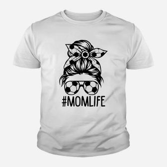 Dy Mom Life Soccer Lover Mothers Day Messy Bun Youth T-shirt | Crazezy DE