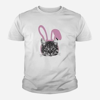 Easter Cat Funny Kitten In Bunny Ears Cute Lover Spring Youth T-shirt | Crazezy UK