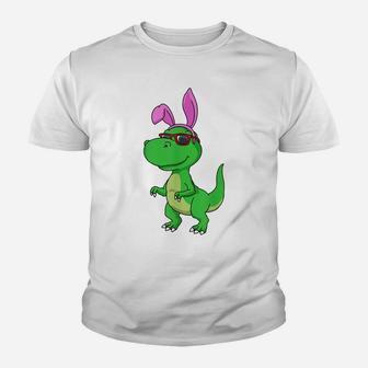 Easter Shirt T Rex Dinosaur Egg Hunting Easter Bunny Youth T-shirt | Crazezy UK