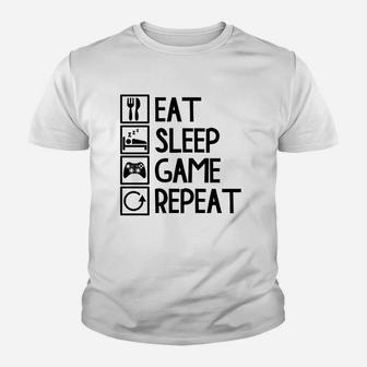 Eat Sleep Game Repeat Youth T-shirt | Crazezy DE