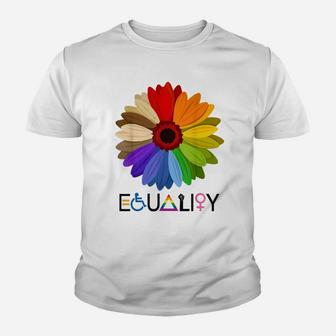 Equality Flower Rainbow Retro Gay Lesbian Pride Lgbt Youth T-shirt | Crazezy