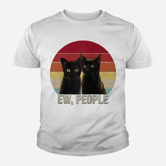Ew People Funny Black Cats Vintage Kitten Lover Retro Womens Raglan Baseball Tee Youth T-shirt | Crazezy AU