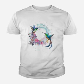 Faith Hope Love Hummingbirds Flowers Family Watching Youth T-shirt | Crazezy