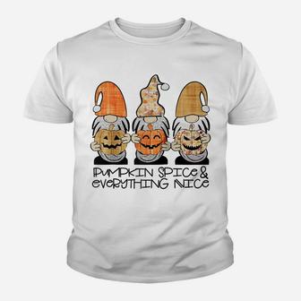 Fall Gnomes Pumpkin Spice & Everything Nice Cute Gnome Gift Raglan Baseball Tee Youth T-shirt | Crazezy CA