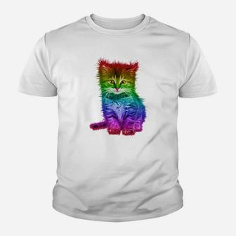 Farbenfrohes Regenbogen-Kätzchen Kinder Tshirt für Alle - Seseable