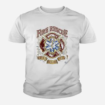 Firefighterdistressed Double Flagged Brotherhood Youth T-shirt | Crazezy UK