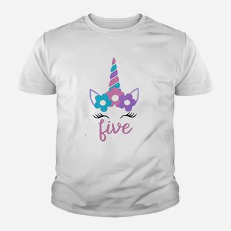 Five 5 Fifth 5Th Birthday Unicorn Youth T-shirt | Crazezy AU