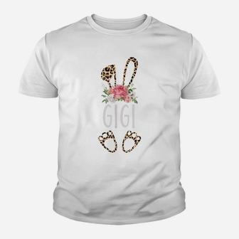 Floral Leopard Gigi Bunny Gift Happy Easter Mother's Day Youth T-shirt | Crazezy CA
