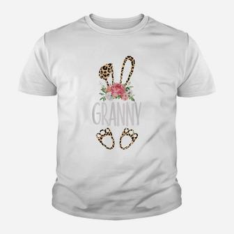 Floral Leopard Granny Bunny Gift Happy Easter Mother's Day Youth T-shirt | Crazezy DE