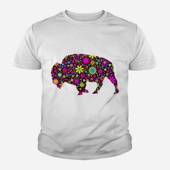 Flower Patterns Bison Buffalo T Shirt Youth T-shirt | Crazezy CA