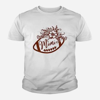 Football Mimi With Floral Patterns Game Day Grandma Lover Youth T-shirt | Crazezy DE