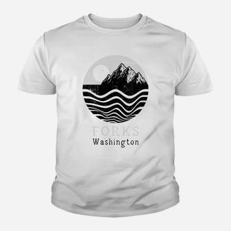 Forks Vintage Mountains Hiking Camping Washington Retro Sweatshirt Youth T-shirt | Crazezy CA