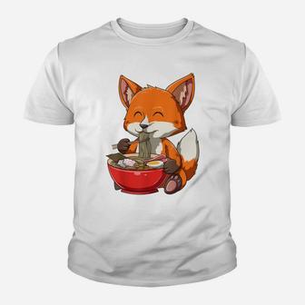 Fox Eating Ramen Ramen Noodle Lovers Fox Themed Gift Youth T-shirt | Crazezy DE