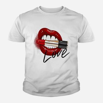 Franterd Lips And Lipstick Youth T-shirt | Crazezy DE