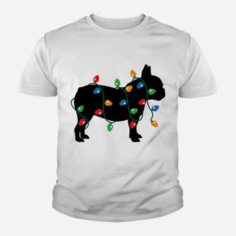 Frenchie Christmas Lights French Bulldog Dog Gift Youth T-shirt | Crazezy DE