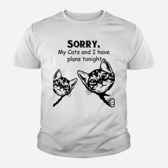 Fun Tshirt Gift Cat Lovers Sorry, My Cats And I Have Plans Youth T-shirt | Crazezy DE
