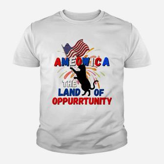 Funny 4Th Of July Ameowica The Land Of Opportunity Kitties Youth T-shirt | Crazezy