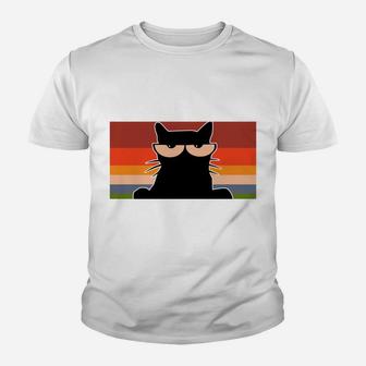 Funny Black Cat T Shirt For Cat Lovers - Vintage Retro Cat Youth T-shirt | Crazezy UK