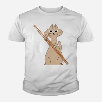 Funny Cat Playing Bassoon Play Orchestra Music Cat Lovers Youth T-shirt | Crazezy