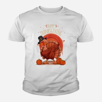Funny Cute Turkey Doing Dabbing Dance For Thanksgiving Day Youth T-shirt | Crazezy