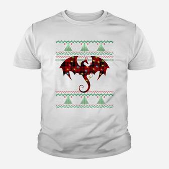 Funny Dragon Ugly Sweater Christmas Animals Lights Xmas Gift Youth T-shirt | Crazezy