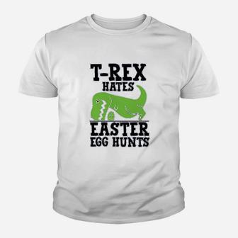 Funny Easter Trex Hates Easter Egg Hunts Youth T-shirt | Crazezy