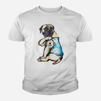 Funny English Mastiff Dog I Love Dad Tattoo English Mastiff Youth T-shirt | Crazezy