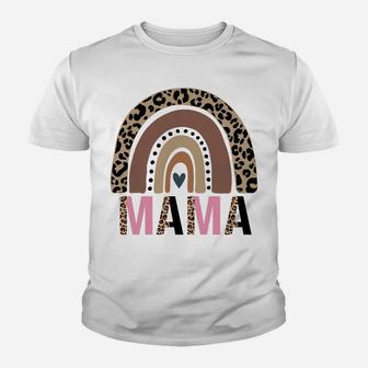 Funny Mama Mom Leopard Print Boho Rainbow Mother's Day Gift Youth T-shirt | Crazezy DE