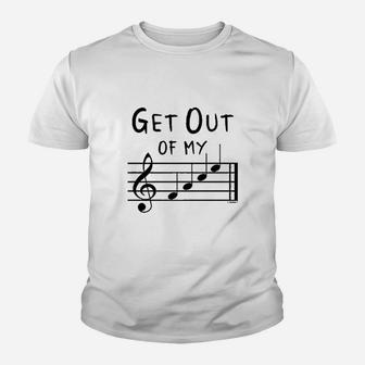 Funny Music Gifts Get Out Of My Face Musical Notes Youth T-shirt | Crazezy UK