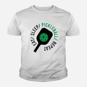 Funny Pickleball Eat Sleep Pickleball Repeat Youth T-shirt - Thegiftio UK