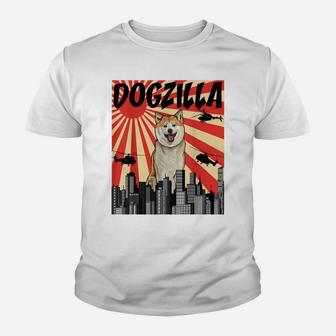 Funny Retro Japanese Dogzilla Akita Youth T-shirt | Crazezy