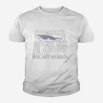 Funny Shark Makes Me Happy Deep Sea Ocean Life Animal Lovers Youth T-shirt | Crazezy UK