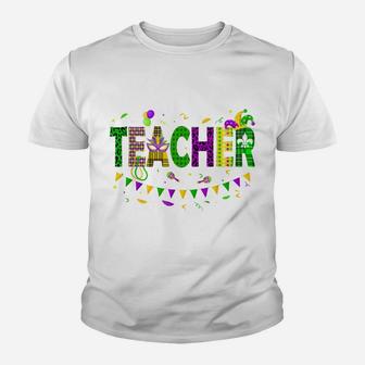Funny Teacher Mardi Gras Family Matching Outfit Youth T-shirt | Crazezy